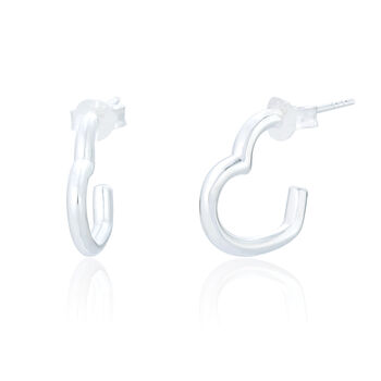 Sterling Silver Heart Hoop Stud Earrings, 3 of 5