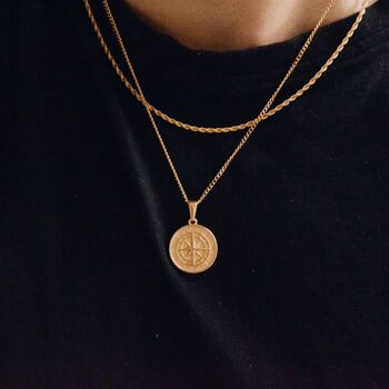 Men 18 K Gold Pendant Compass Pendant Gift, 3 of 5