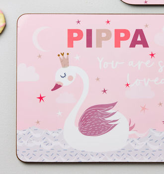 Personalised Kid's Swan Placemat Set, 5 of 6