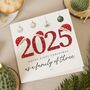 Personalised First Christmas Card Family Of Three 2025, thumbnail 1 of 7