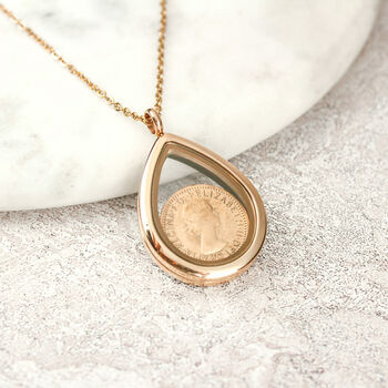 70th Or 80th Birthday Enamel Farthing Locket Necklace, 7 of 8