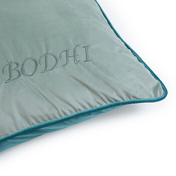 Embroidered Pet Bed And Bone Gift Set Teal Velvet, 7 of 9