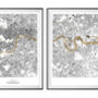 London Map Trio 24ct Gold Leaf Art, thumbnail 3 of 3