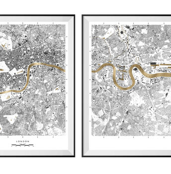 London Map Trio 24ct Gold Leaf Art, 3 of 3