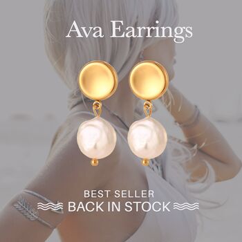 Ava Earrings 18k Gold Plated Titanium, Tarnish Free, Hypoallergenic + Waterproof, 2 of 6