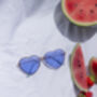 Blue Tint Rimless Colour Tint Heart Sunglasses, thumbnail 4 of 5