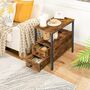 Narrow Side Table Bedside Table Shelf With Two Drawers, thumbnail 5 of 9