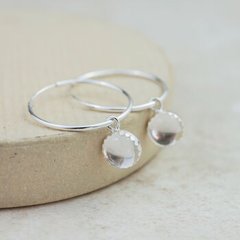 Sterling Silver Large Gemstone Hoop Earrings, 10 of 12