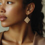 Cream And Taupe Geometric Diamond Shaped Earrings, thumbnail 2 of 6