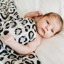 Personalised Xl Leopard Print Baby Gift Muslin, thumbnail 1 of 8