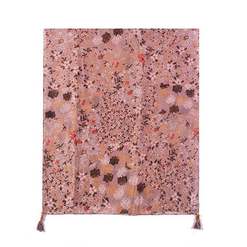Dusky Pink Floral Tassel Scarf, 3 of 4