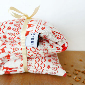 Christmas Fairisle Linen Wheat Heat Bag, 5 of 5