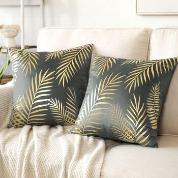 Decorative Gold Reed Flower Cushion Cover Twin Set, 7 of 9