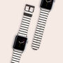 Black And White Stripes Vegan Leather Apple Watch Band, thumbnail 1 of 6