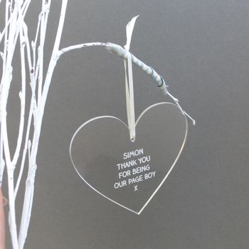 Personalised Page Boy Hanging Heart Decoration, 2 of 2