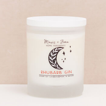 Rhubarb Gin Scented Soy Wax Candle In Glass Jar, 2 of 4