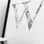 'Letter W' Linear Illustration Print, thumbnail 3 of 7