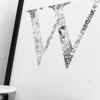 'Letter W' Linear Illustration Print, 3 of 7