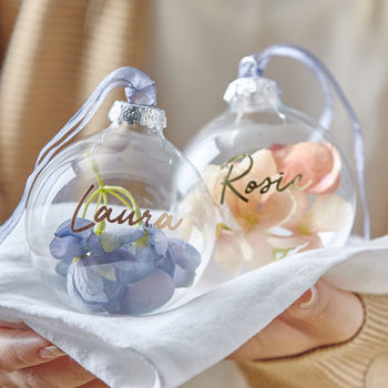 Personalised Blossom Glass Christmas Bauble, 2 of 3