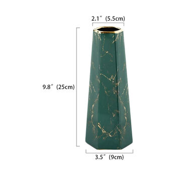 Green Gold Marble Ceramic Flower Vase Table Centerpiece, 7 of 8
