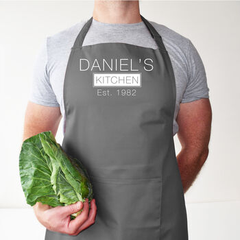 Personalised Kitchen Apron With Name And Year, 5 of 12