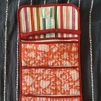 Tri Fold Travel Toiletry Make Up Kit Roll Up With Zip, 3 of 12