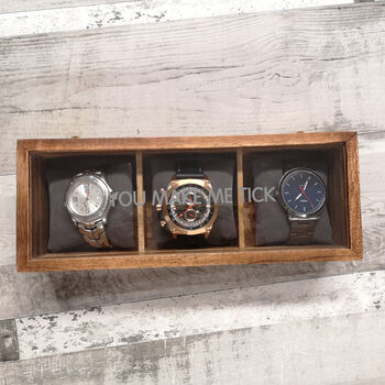 Wooden Watch Box For Four Time Pieces Personalised, 4 of 6