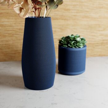 Large Navy Blue 'Tidal' Vase For Dried Flowers, 2 of 11