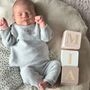 Wooden Baby Name Blocks, Personalised Newborn Gift Pink And White, thumbnail 2 of 8