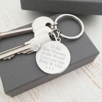 Engraved Keyring With Prints 'My Heart Belongs To..', 3 of 4