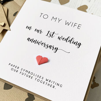 Paper 1st Wedding Anniversary Card For Wife, 2 of 2