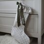 Personalised Beige Gingham Stocking Velvet Bow, thumbnail 1 of 10