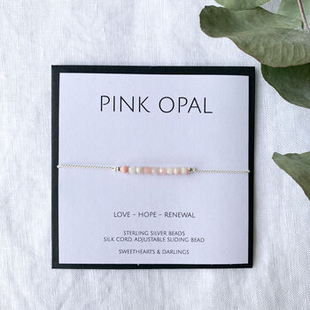 Pink Opal Silk Bracelet October Birthstone Bracelet, 6 of 7