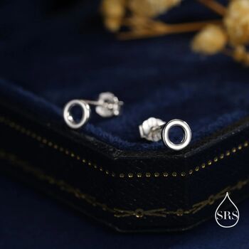 Sterling Silver Tiny Open Circle Stud Earrings, 4 of 12