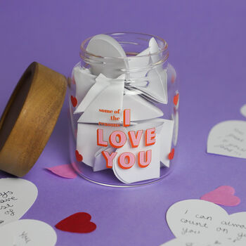 Reasons Why I Love You Glass Jar And Paper Hearts, 2 of 9