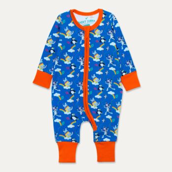 Organic Cotton Zip Up Baby Romper With Kite Print, 2 of 6