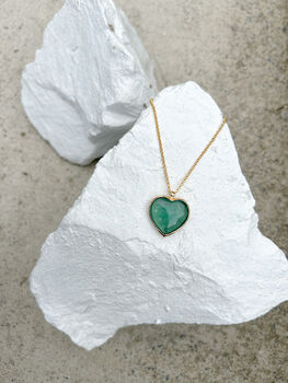 Fluorite Puff Heart Gold Plated Necklace, 7 of 7