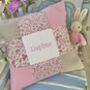 Ditsy Pink Patchwork Name Cushion, thumbnail 9 of 9