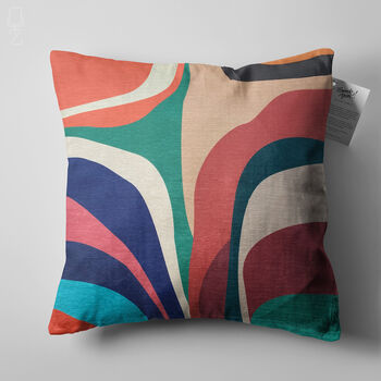 Cushion Cover With Multicoloured Abstract Lines Design, 5 of 7
