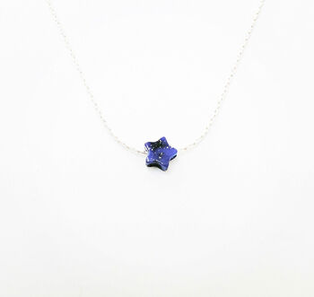 Lapis Lazuli Star Silver Or Gold Necklace, 3 of 5