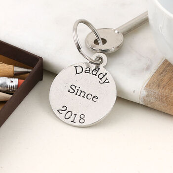 Daddy Gift Personalised Round Pewter Keyring, 4 of 4