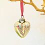 Vintage Silver Glass Heart Christmas Decoration, thumbnail 5 of 6
