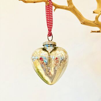 Vintage Silver Glass Heart Christmas Decoration, 5 of 6