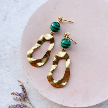 Malachite And Molten Hoop Earrings, 4 of 5