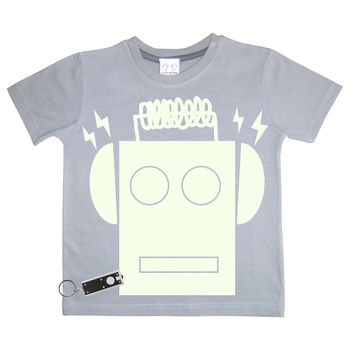 Robot Glow In The Dark Interactive Kids T Shirt, 6 of 7