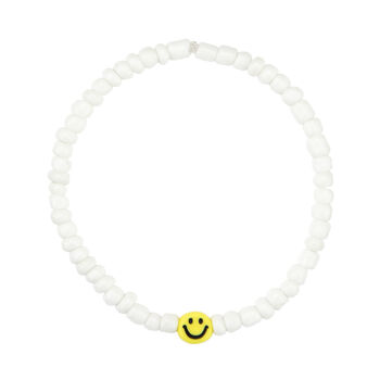 White Smiley Beaded Stacker Bracelet, 2 of 6