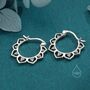 Sterling Silver Lotus Flower Hoop Earrings, thumbnail 7 of 12