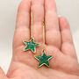 Minimal Festive Drop Green Star Earrings, thumbnail 2 of 7