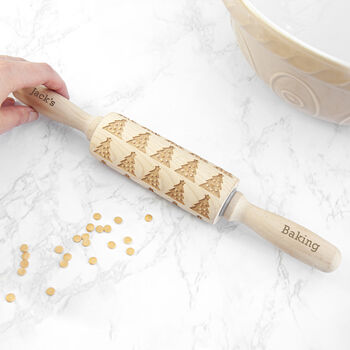 Personalised Kid's Christmas Tree Rolling Pin, 4 of 6