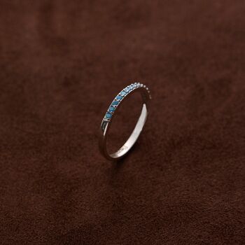 Silver 2mm Turquoise Stone Band Ring, Engraved Rings, Minimalist Rings, Dainty Rings For Men And Women, 2 of 10